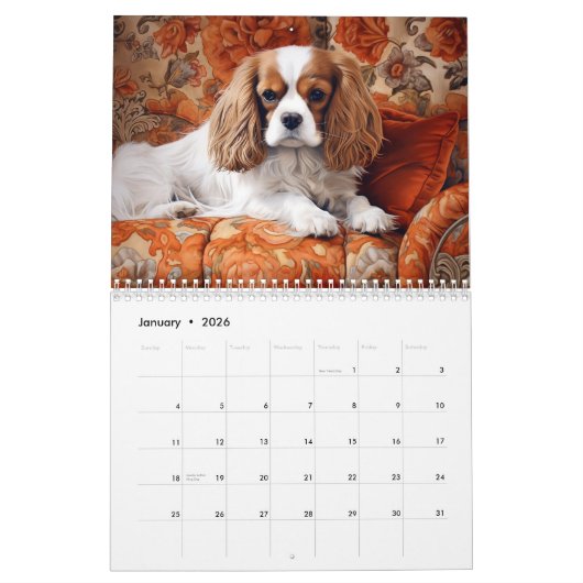 Calendrier Cavalier King Charles Spaniel Calendrier, chaque a (Jan 2026)