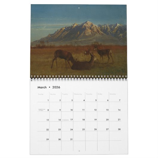 Calendrier Cerf en art (Mar 2026)