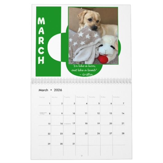 Calendrier C'est un Lab's World de 12 mois (Mar 2026)