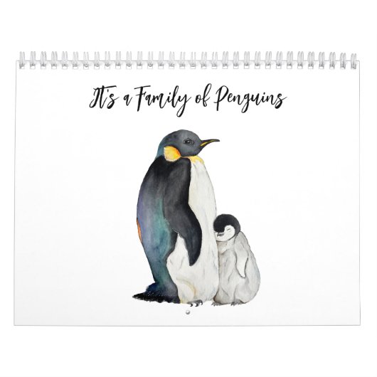 Calendrier C'est une famille de pingouins en aquarelle (Protection)