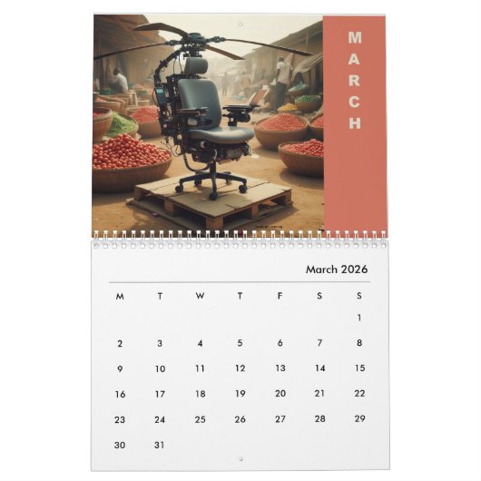 Calendrier Chaises volantes nigérianes (Art AI) (Mar 2026)