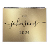 Calendrier Champagne Gold Modern Script Nom Photo (Protection)
