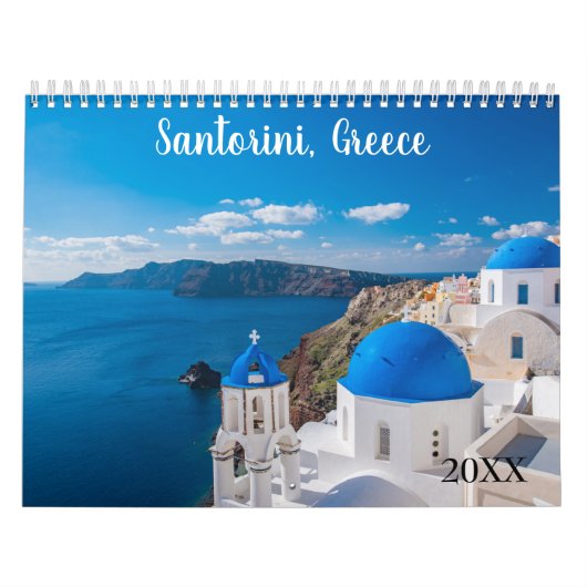 Calendrier Chaque année Santorin Grèce Personnaliser Océan (Protection)