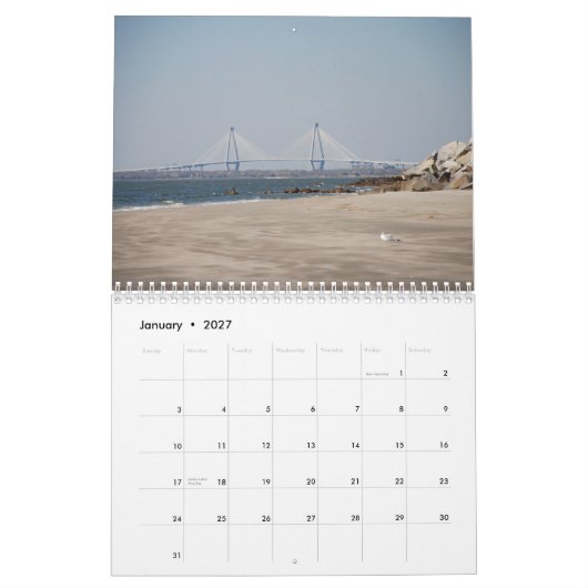 Calendrier Charleston, la Caroline du Sud (Jan 2027)