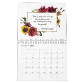 Calendrier Charm Burgundy Sunflowers Inspirational Citation 2 (Jan 2026)