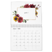 Calendrier Charm Burgundy Sunflowers Inspirational Citation 2 (Mar 2026)