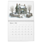 Calendrier Charmant chalet aquarelle (Feb 2026)
