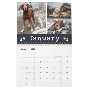 Calendrier Charme Empreintes de pattes Mois de la Marine Anim