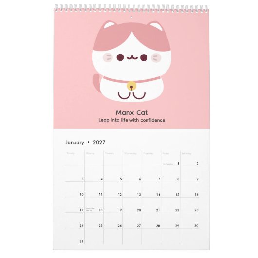 Calendrier Chat 2027 (Jan 2027)