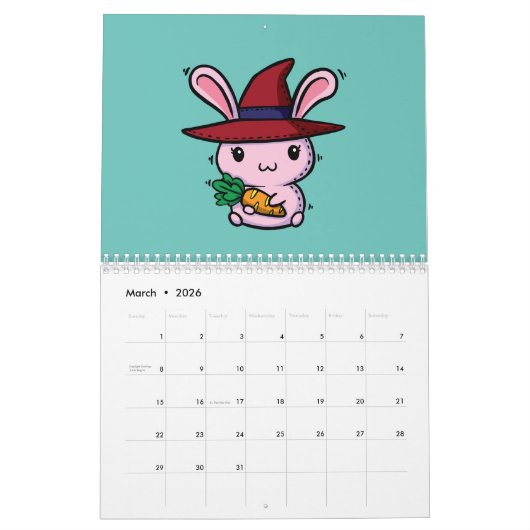 Calendrier chat mignon avec amour et paix (Mar 2026)