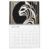 Calendrier Chat noir blanc et or Art déco (Jan 2027)