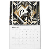 Calendrier Chat noir blanc et or Art déco (Mar 2027)