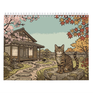 Calendrier Chat tigré Japon – 12 mois de Japon nostalgique mu