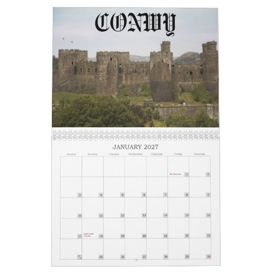 Calendrier Châteaux du Pays de Galles (Jan 2027)