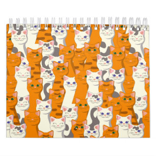 Calendrier Chats blancs et gingembre motif yeux verts yeux bl
