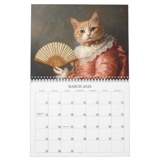 Calendrier Chats dans les tableaux anciens maîtres 2026 Calen (Mar 2026)