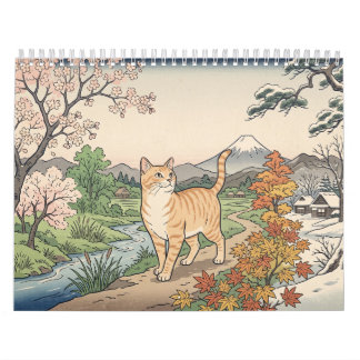 Calendrier Chats de gravure sur bois japonaise – 12 mois de c