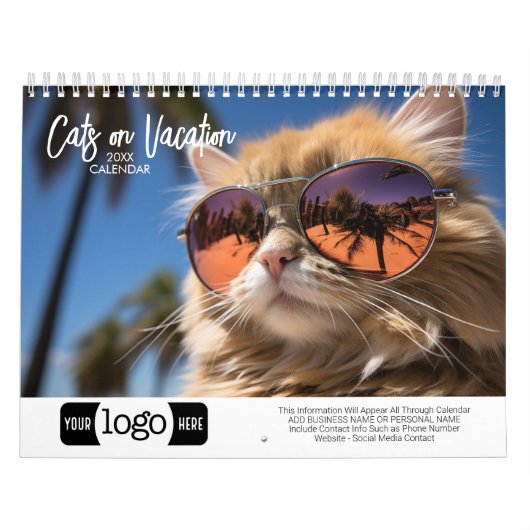 Calendrier Chats en Vacances - Ajouter Logo Pour Cadeau Profe (Protection)
