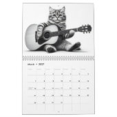 Calendrier Chats et guitares Noir et Blanc 2026 (Mar 2027)