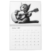 Calendrier Chats et guitares Noir et Blanc 2026 (Jan 2027)