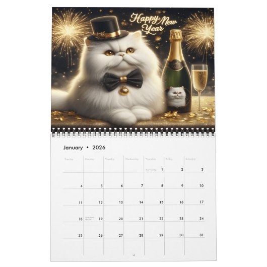 Calendrier Chats Festifs Pour Chaque Mois Spécial 20XX (Jan 2026)
