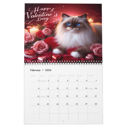 Calendrier Chats Festifs Pour Chaque Mois Spécial 20XX (Feb 2026)