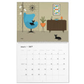 Calendrier Chats noirs modernes du milieu du siècle (Mar 2027)