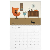 Calendrier Chats noirs modernes du milieu du siècle (Jan 2027)