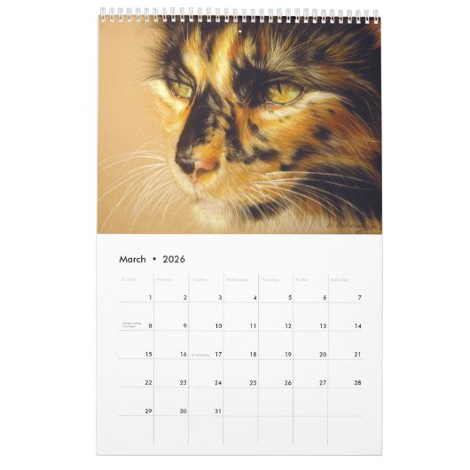 Calendrier Chats peints à la main Felines sauvages et domesti (Mar 2026)