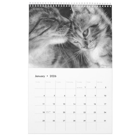 Calendrier Chats peints à la main Felines sauvages et domesti (Jan 2026)