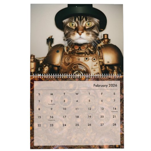 Calendrier Chats Steampunk Rétro Futuristic Felines Victorian (Feb 2026)