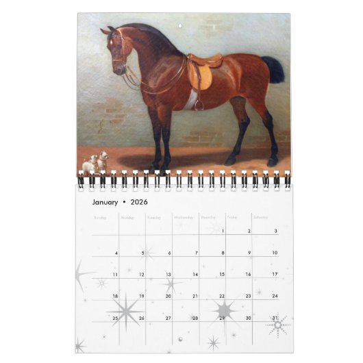 Calendrier CHEVAUX COLLECTION D'ART FIN Peintures Et Dessins (Jan 2026)
