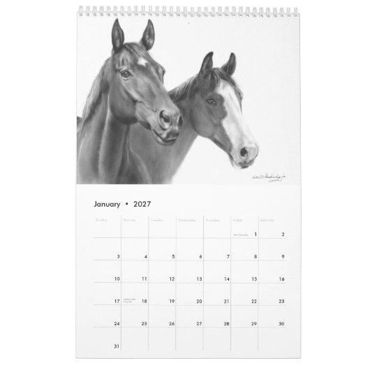 Calendrier Chevaux peints à la main (Jan 2027)