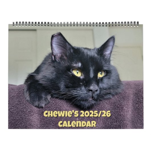 Calendrier Chewie the Black Cat: 18 Months of Whiskers, Paws, (Protection)
