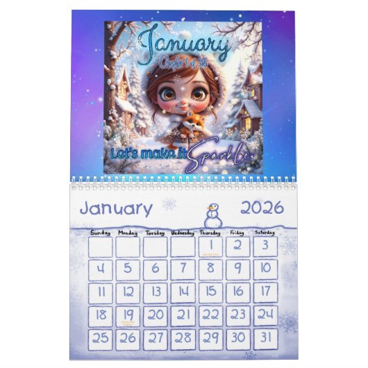 Calendrier Chibi 2026 (Jan 2026)