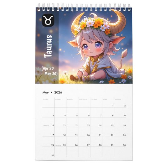 Calendrier Chibi Cute Zodiac 2026 - Astrologie Kaw (Mai 2026)