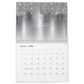 Calendrier Chic gris argenté Parties scintillant Ombre Monogr (Jan 2026)