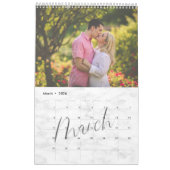 Calendrier Chic Marbre Aquarelle Script Multi Photo Calendrie (Mar 2026)