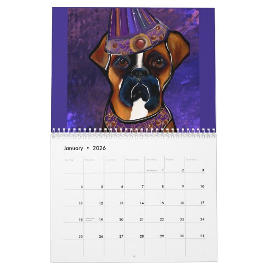 Calendrier Chien de boîte (Jan 2026)