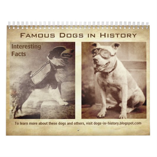 Calendrier Chiens célèbres dans l'histoire avec des faits Cal (Protection)
