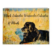 Calendrier Chiens de 12 mois Black Lab Chiens Animaux Aquarel (Protection)