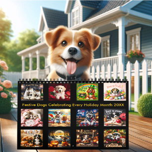 Calendrier Chiens de fête célébrant chaque mois de vacances 2