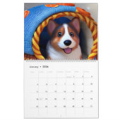 Calendrier Chiens de marionnettes de Corgi mignons dans des p (Jan 2026)