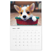 Calendrier Chiens de marionnettes de Corgi mignons dans des p (Mar 2027)