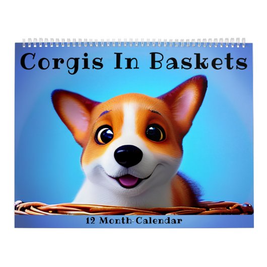 Calendrier Chiens de marionnettes de Corgi mignons dans des p (Protection)