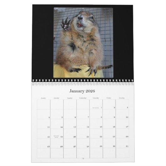 Calendrier Chiens de prairie coupés la queue par noir - (Jan 2026)