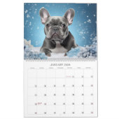 Calendrier Chiens de taureaux français adorables avec fleurs (Jan 2026)