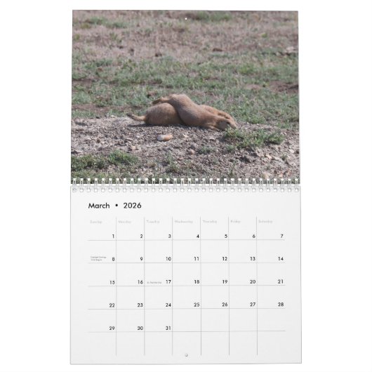 Calendrier Chiens des Prairies (Mar 2026)