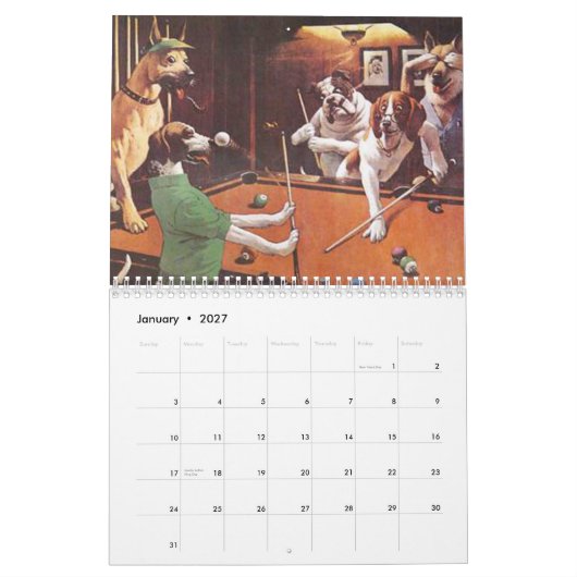 Calendrier Chiens jouant la piscine (Jan 2027)