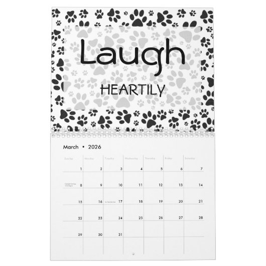 Calendrier Chiens Patrouilles noir et blanc Polka Dot Calendr (Mar 2026)
